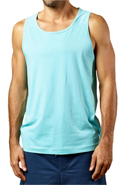 M23 Kobe Tanktop in Blau-Tuerkis – umweltfreundliches aermelloses Herren-Shirt aus nachhaltiger Bio-Baumwolle, leicht und atmungsaktiv